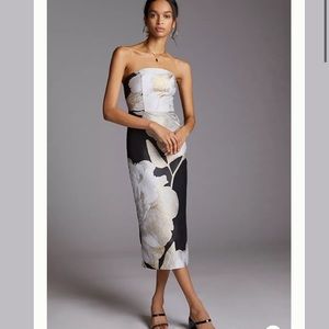 NWT ANTHROPOLOGIE Eva Franco Slim Floral Midi Dress MEDIUM 10